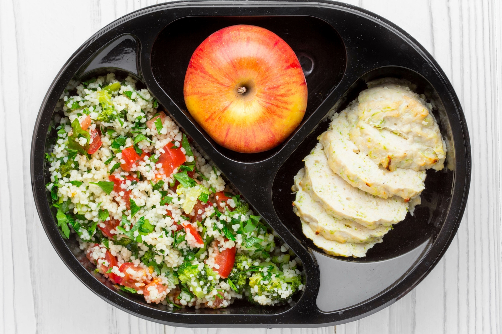 Minty vegetable couscous with herby seitan lunchbox Recipe